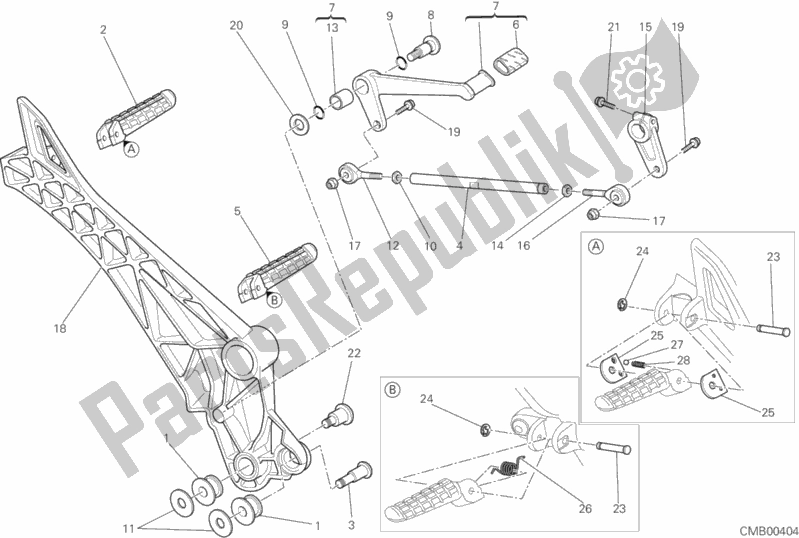 All parts for the Footrests, Left of the Ducati Monster 795-Thai 2014
